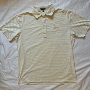 Peter Millar Crown Crafted Polo Shirt Mens Extra Large Yellow White Striped Golf
